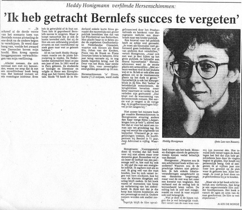 Haarlems Dagblad vraaggesprek met Heddy